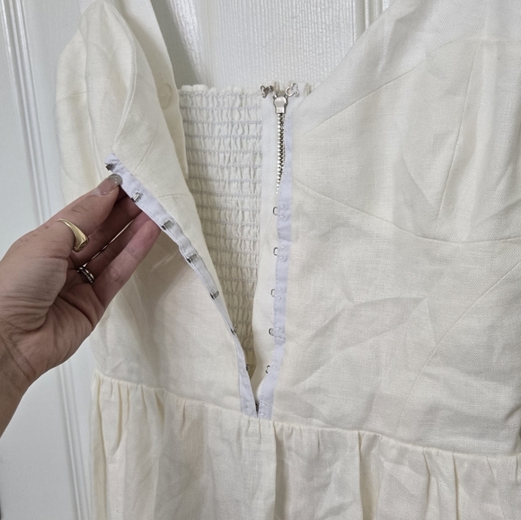 Reformation Dolci 100% Linen White Corset Dress Ruffle Hem Sleeveless Midi 4 - Picture 5 of 13